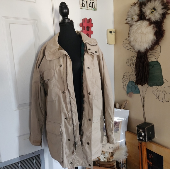 Eddie Bauer jacket button up with flannel lining parka - Picture 2 of 5